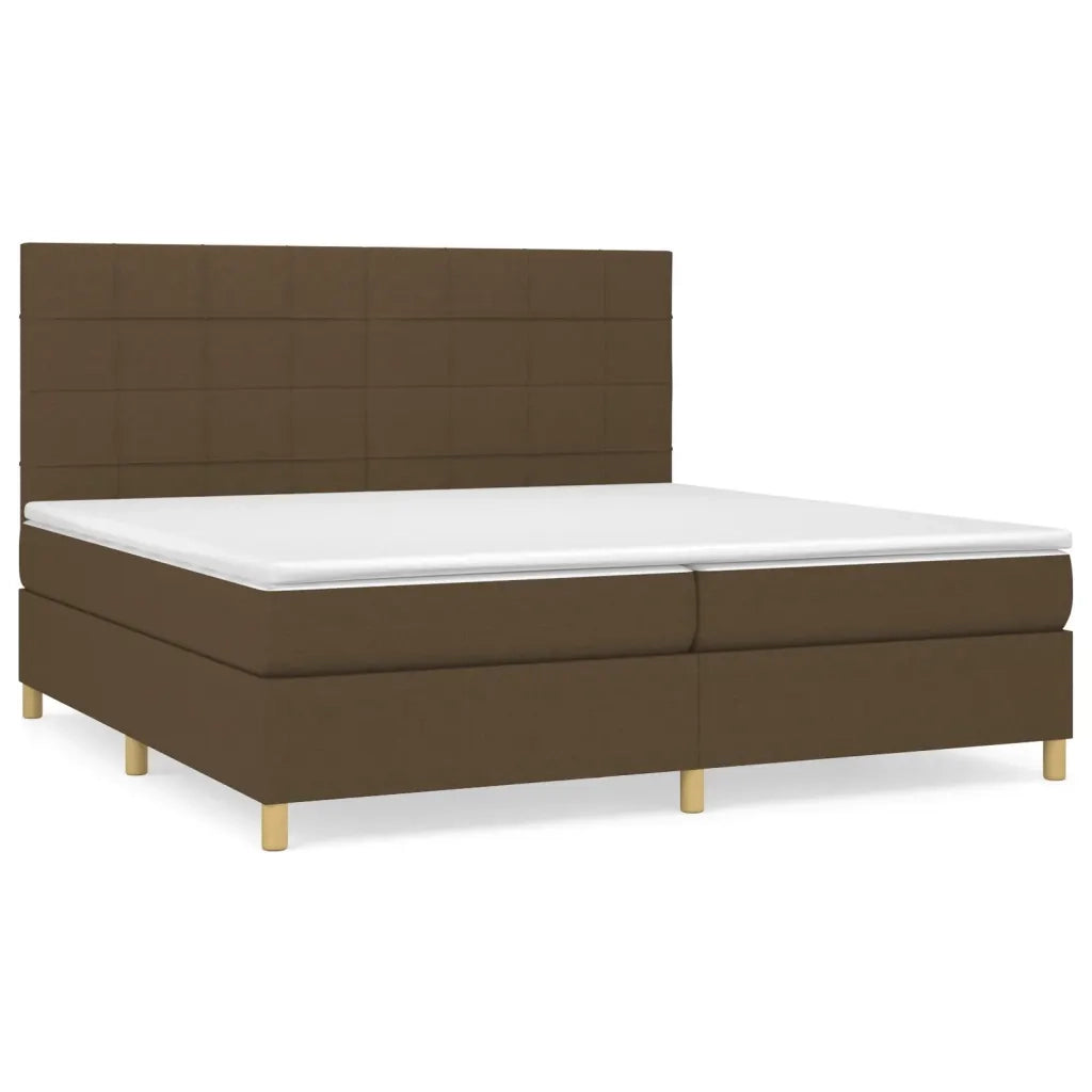 Giroletto a Molle con Materasso Marrone Scuro 200x200cm Tessuto 3142364