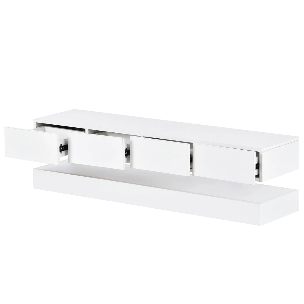 Mobile TV sospeso bianco 130 cm con illuminazione LED