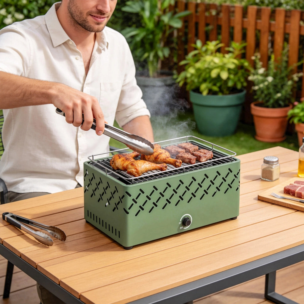 Barbecue Portatile a Carbone ¨C Minimal ¨C Verde Chiaro