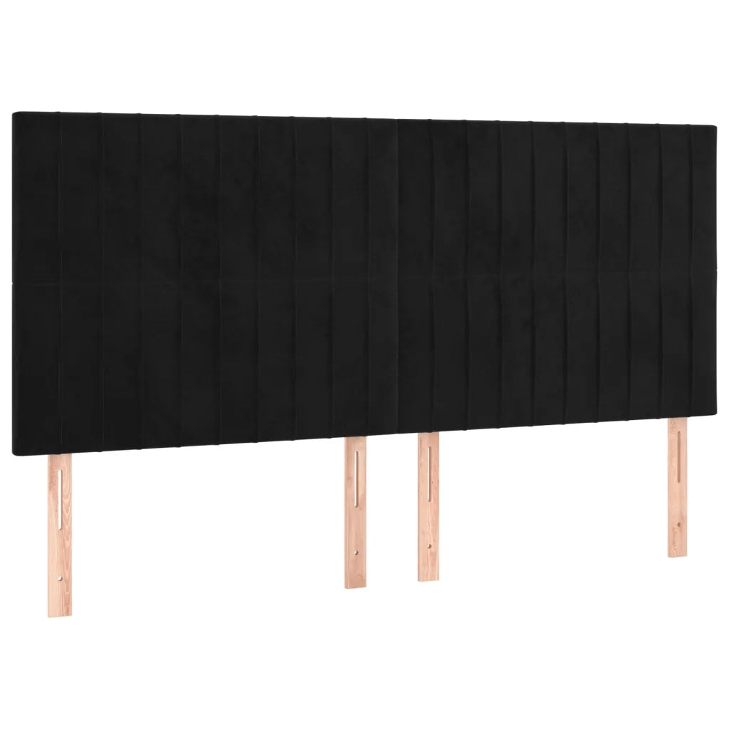 Testiera | Testata Nera 200x5x118/128 cm Velluto