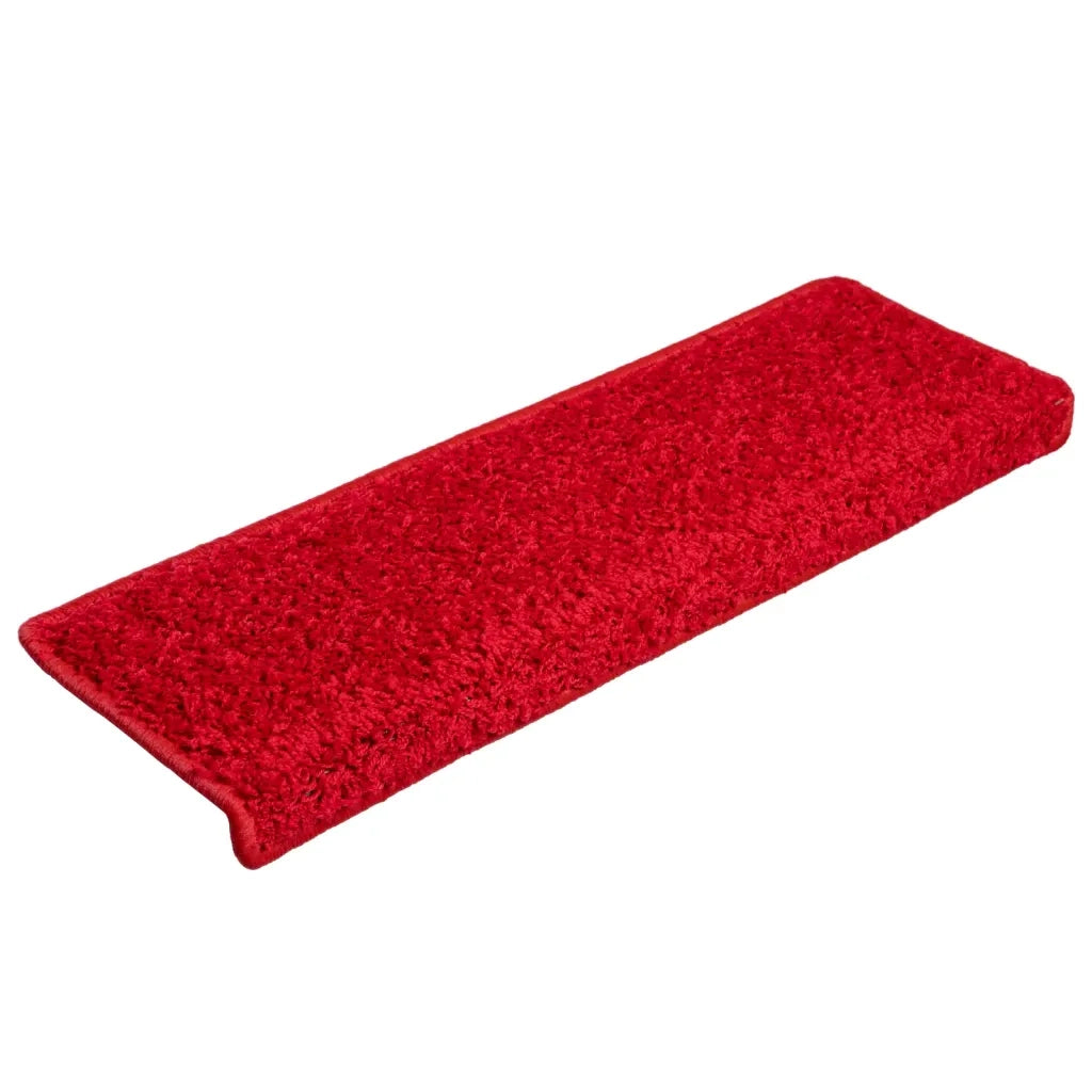 Tappetini per scale 15 pz | Gradini per Scale 65x21x4 cm Rosso Bordo rettangolare