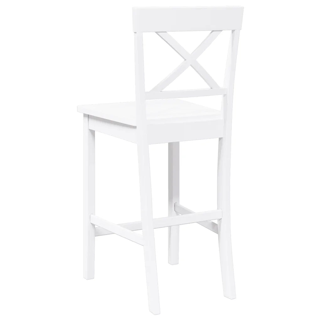 Sgabelli da Bar 2 pz Bianchi in Legno Massello di Hevea 4102553