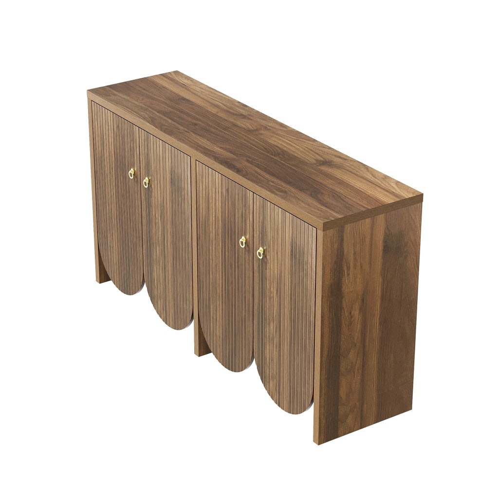 Madia 147x40x80 cm in MDF effetto noce con 4 ante e ripiani regolabili HOMVRA