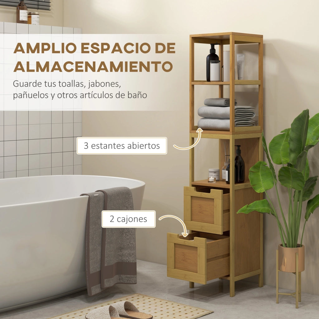 Armadietto per Bagno con Ripiani e Cassetti ¨C zephmum ¨C 30x30x144 cm