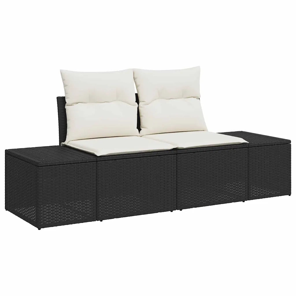 Set Divano da Giardino con cuscino 8 pcs Nero polyrattan 3346977