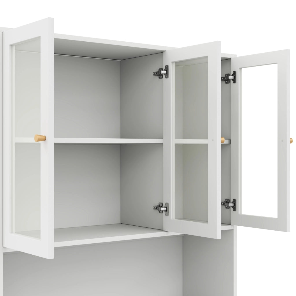 Libreria con vetrina LED e 3 ante, 100x35x200 cm, bianca