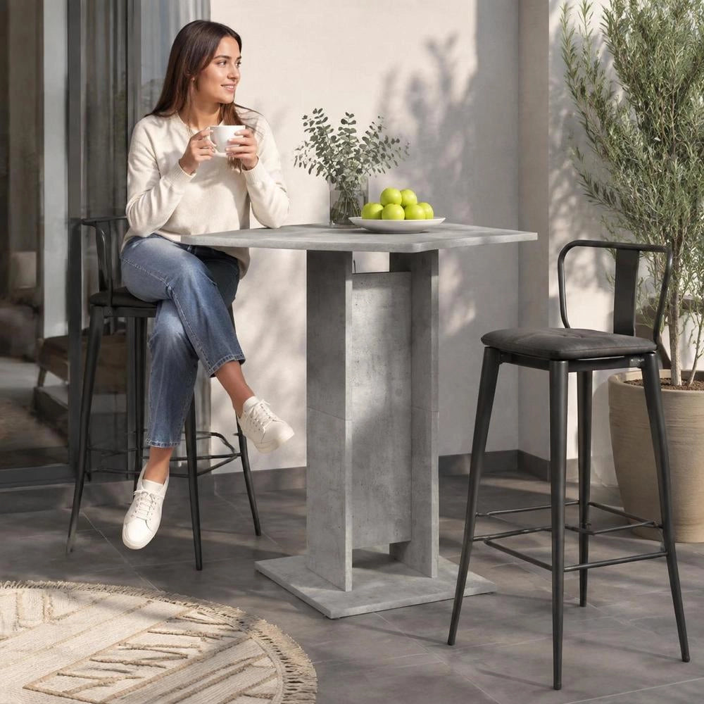 Bistro Table, Concrete Grey, 60x60x75 Cm, Wood-based Material