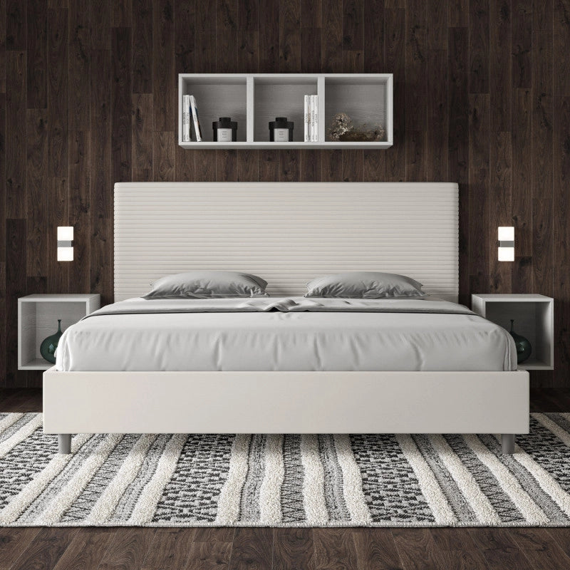 Letto imbottito Matrimoniale 190x190 cm Focus - Bianco,Similpelle,Senza rete