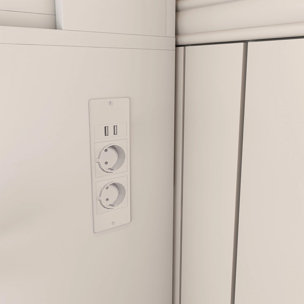 Set da toeletta con sgabello imbottito, specchio a LED, presa di corrente e cassetto, bianco