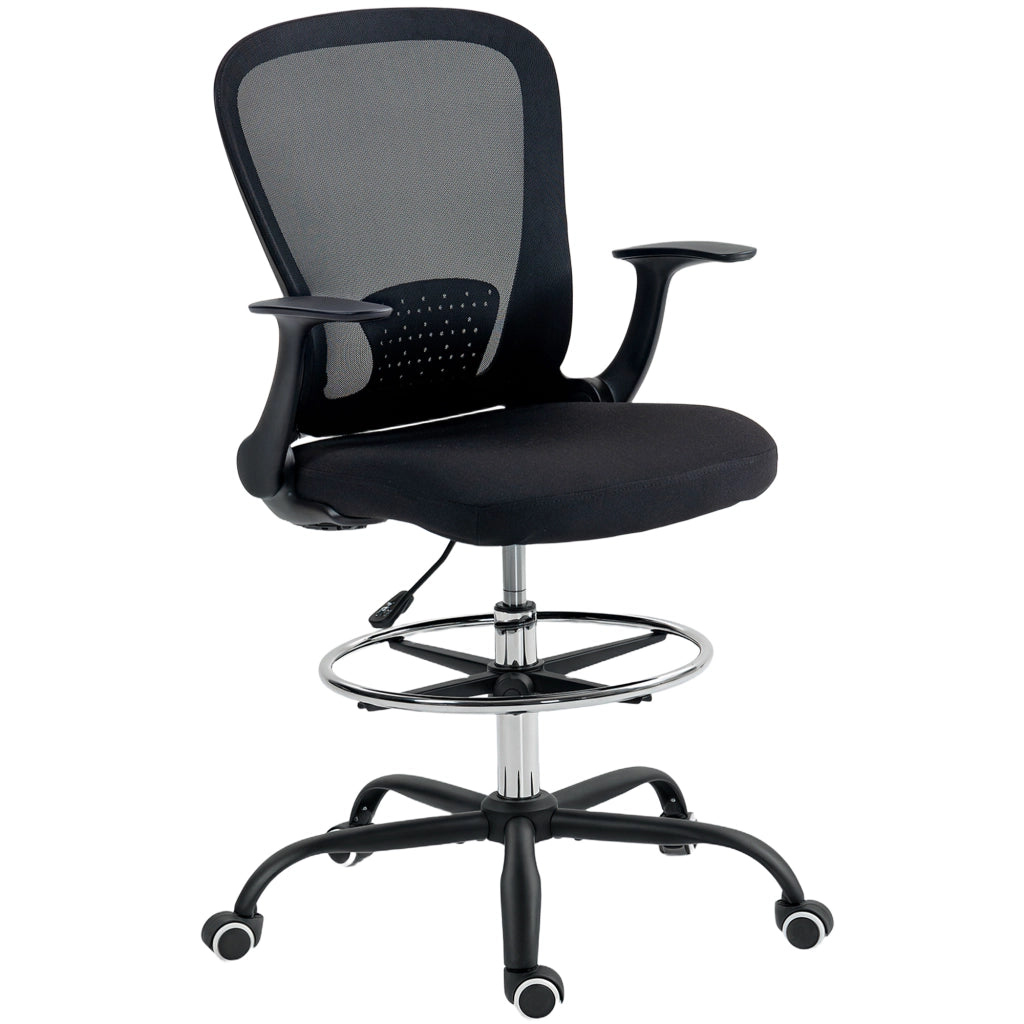 Sedia da ufficio girevole regolabile in altezza con supporto lombare e poggiapiedi, 62 x 59 x 119 cm, nero, per casa e ufficio
