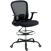 Sedia da ufficio girevole regolabile in altezza con supporto lombare e poggiapiedi, 62 x 59 x 119 cm, nero, per casa e ufficio