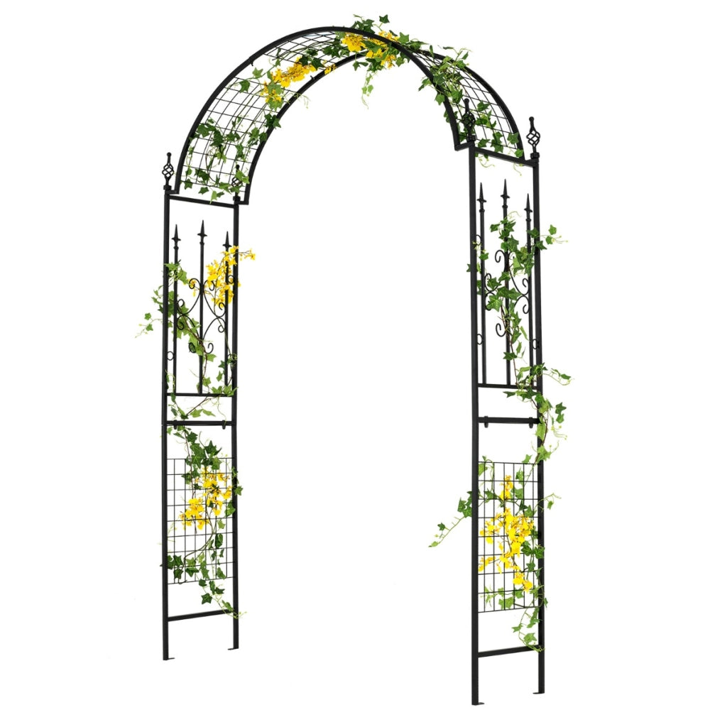 Pergola da giardino con traliccio con traliccio per piante rampicanti, Cerimonia di matrimonio e festa Nero-Decorazioni da giardino
