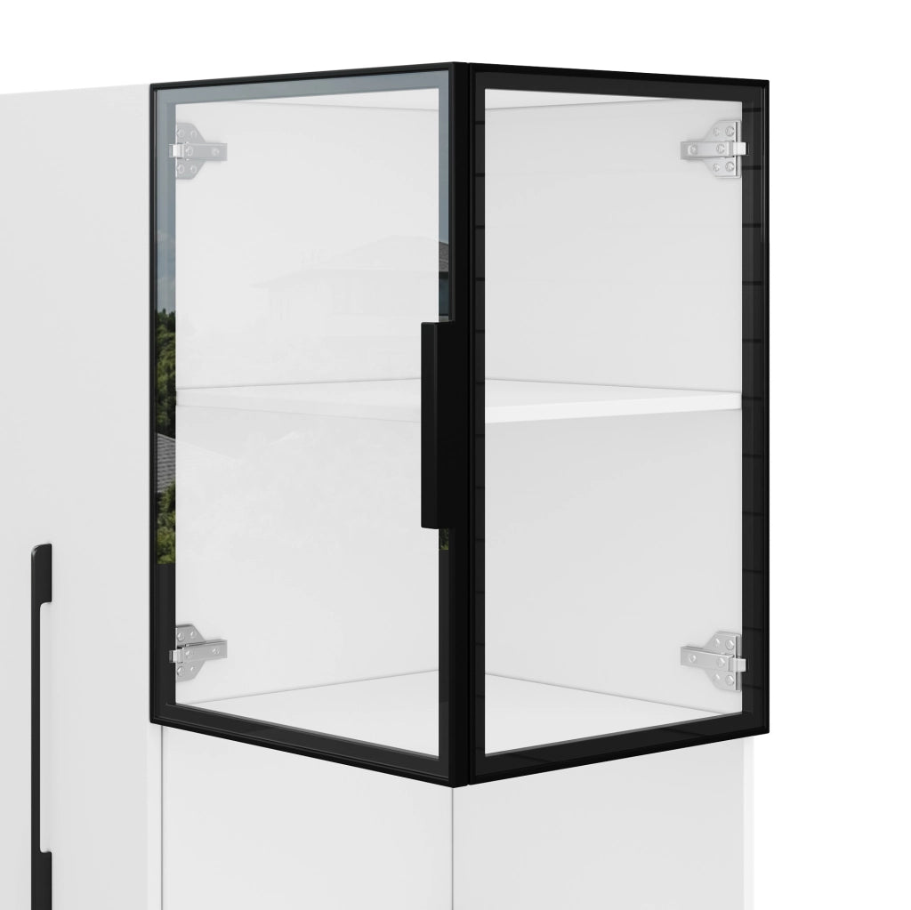 Vetrina 70x38x160 cm con ripiani estraibili e LED multicolore in MDF bianco