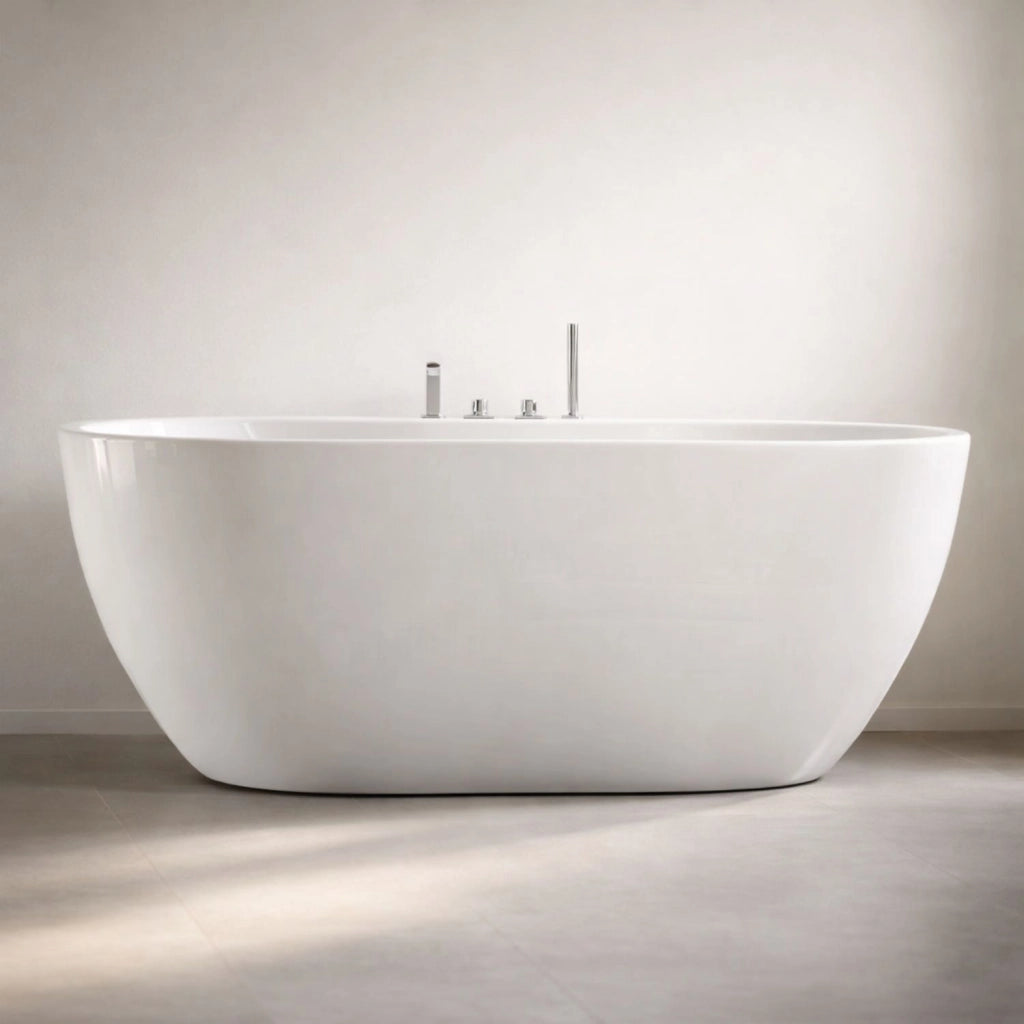 Vasca da bagno free standing ovale acrilico bianco lucido 3 misure h 60 cm *** misure 170x80x60 cm, confezione 1
