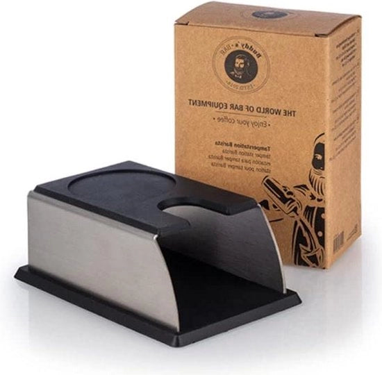 Stazione per timbrare espresso con supporti per set di fori - Edizione Barista 14 x 7/9 cm H: 55 cm - acciaio inox lucidato