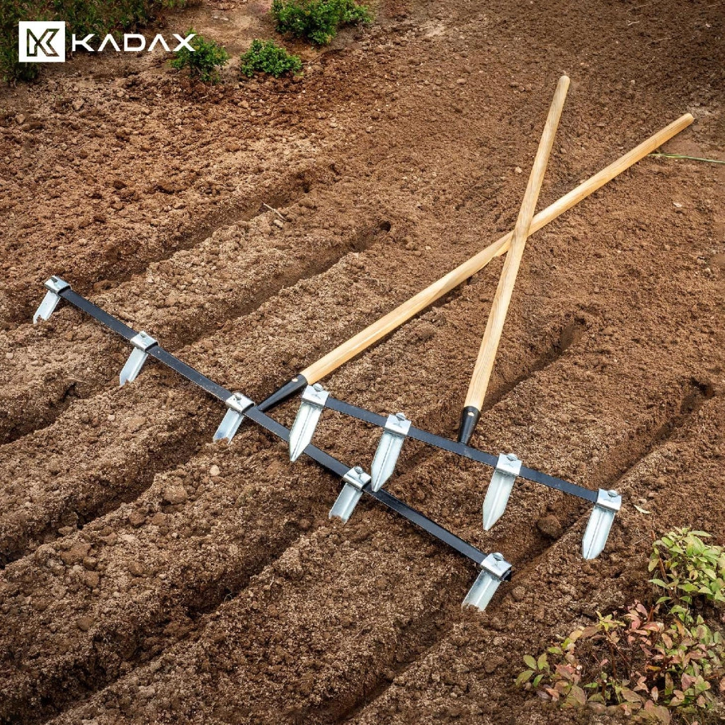Marcatore da giardino KADAX per semina, file e terreno, a 5 denti, 100 cm