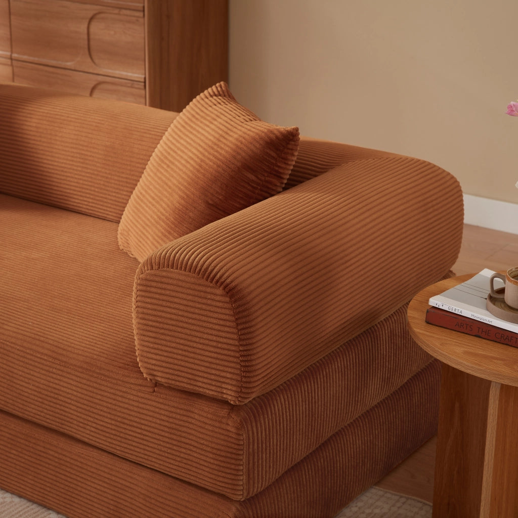 Divano letto modulare convertibile con schiuma fredda e velluto traspirante in terracotta