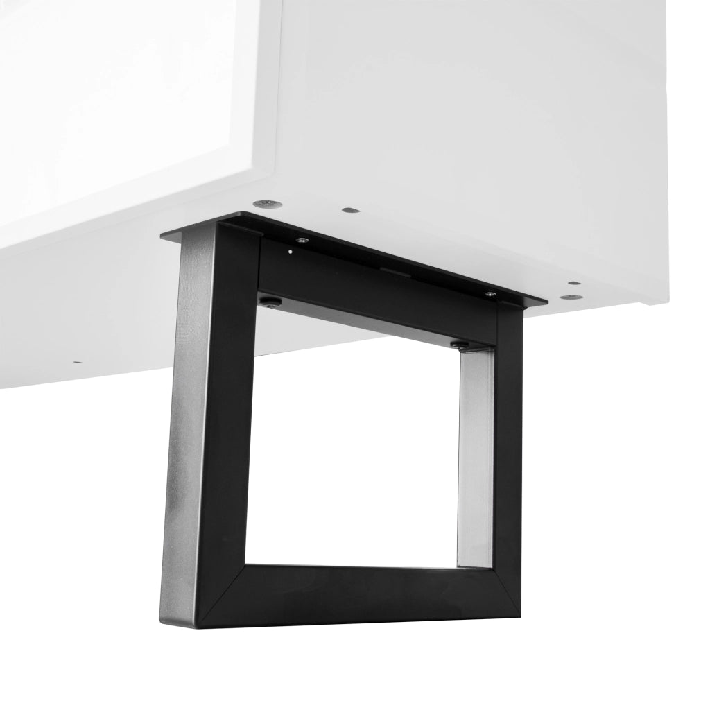 Mobile TV con cassetti; gambe in ferro e piano lucido in MDF e pannello truciolare nero e bianco 170 × 35 × 47 cm