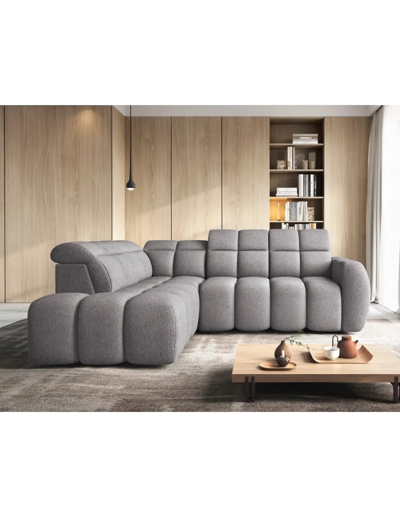 Divano ad angolo elettrico RONDA 4 posti grigio – angolo sinistro