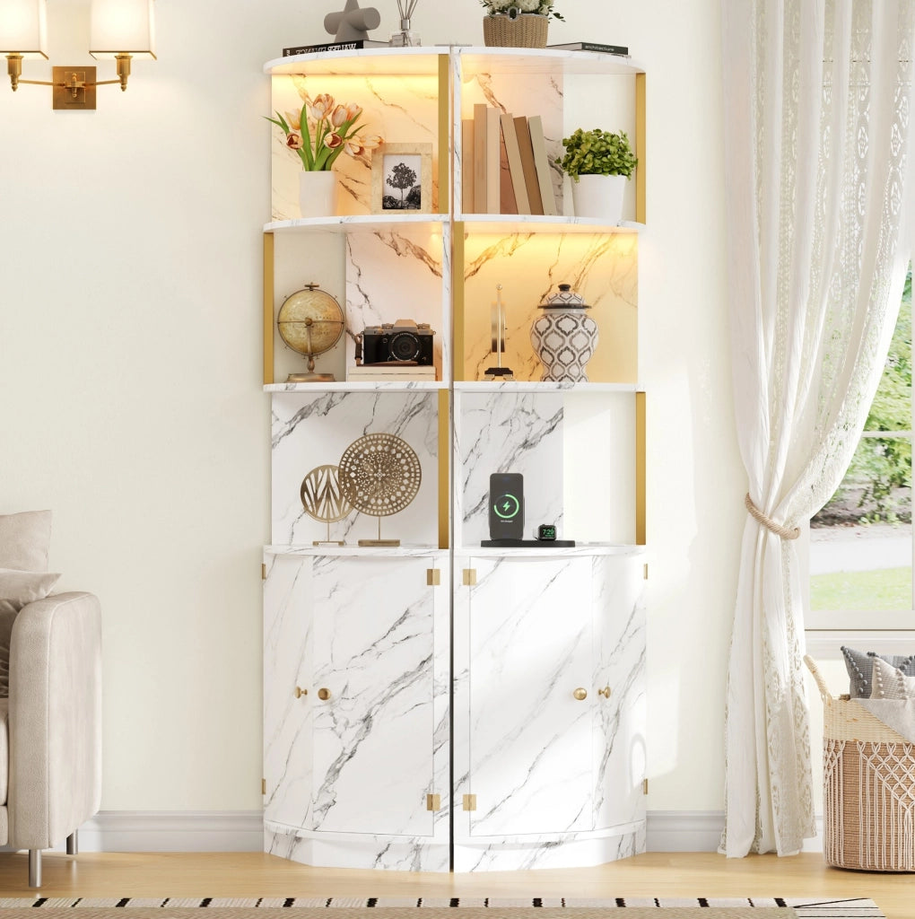 Armadio angolare 38x38x180 cm bianco in MDF, con ripiani aperti