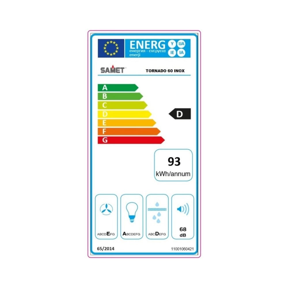 Gruppo cappa sottopensile Tornado60 Samet colore inox