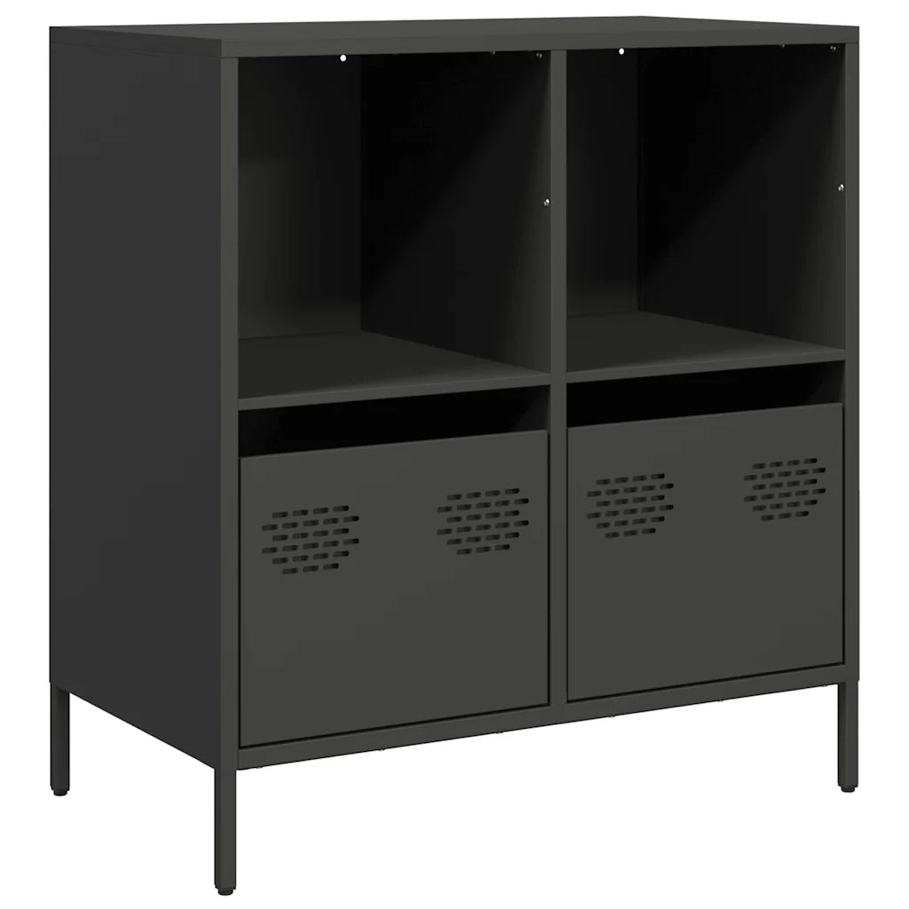 Credenza | Madia | Buffet da pranzo | Armadio da pranzo Nera 68x39x73,5 cm in Acciaio Laminato a Freddo