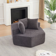 Poltrona lounge modulare esagonale in chenille grigia