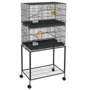 Armadio a doppia anta con ruote e appendiabiti ¨C Zephmum ¨C 77x46x164 cm nero
