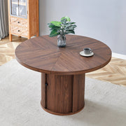Tavolo da pranzo rotondo con vano contenitore, per 4-6 persone, in MDF, noce, 115 × 115 × 74 cm