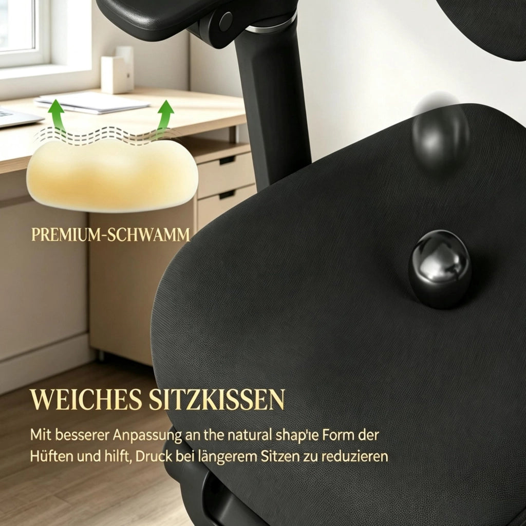 SEDIA DA UFFICIO Ergonomica con Poggiapiedi Estraibile Nera
