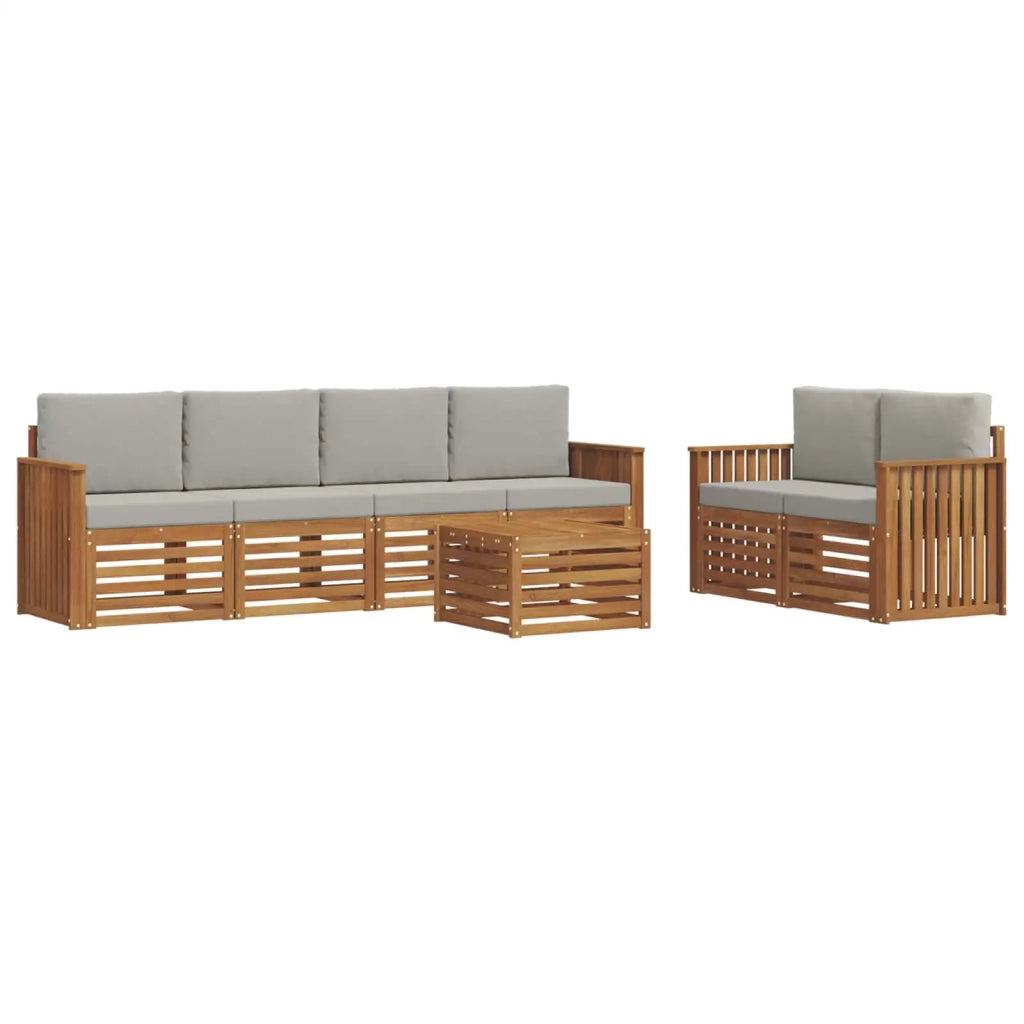 Set di divani da esterno 7 pcs Grigio Naturale e Chiaro 3374406