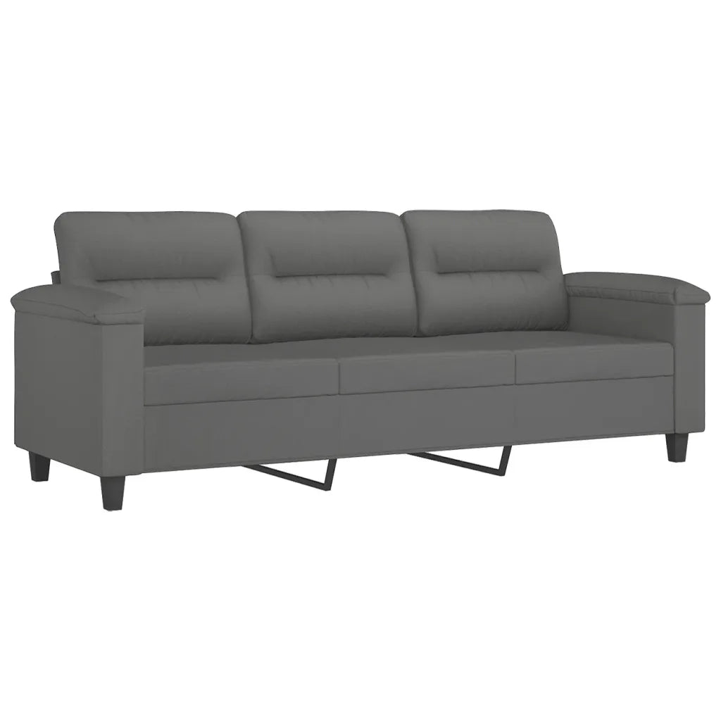 Set Divani 4 pz con Cuscini Grigio Scuro in Tessuto Microfibra 3202310
