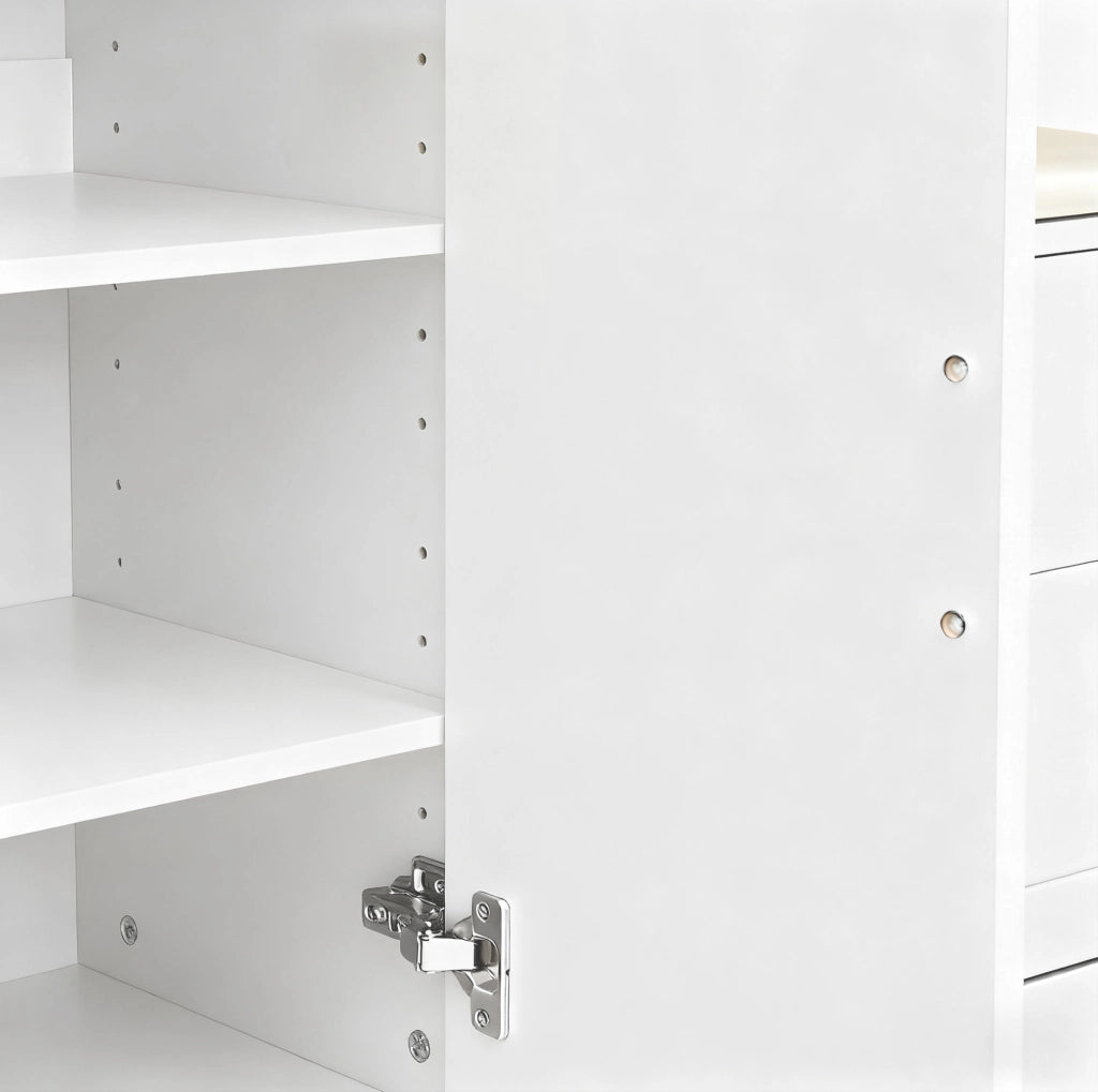 Mobile guardaroba compatto con scarpiera; specchio e panca; 110 ¡Á 33 ¡Á 185.5 cm; MDF bianco
