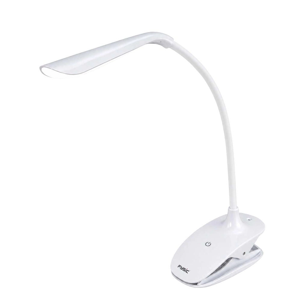 Lampada da Lettura LED Ricaricabile USB con Clip e Braccio Flessibile Bianco Fysic