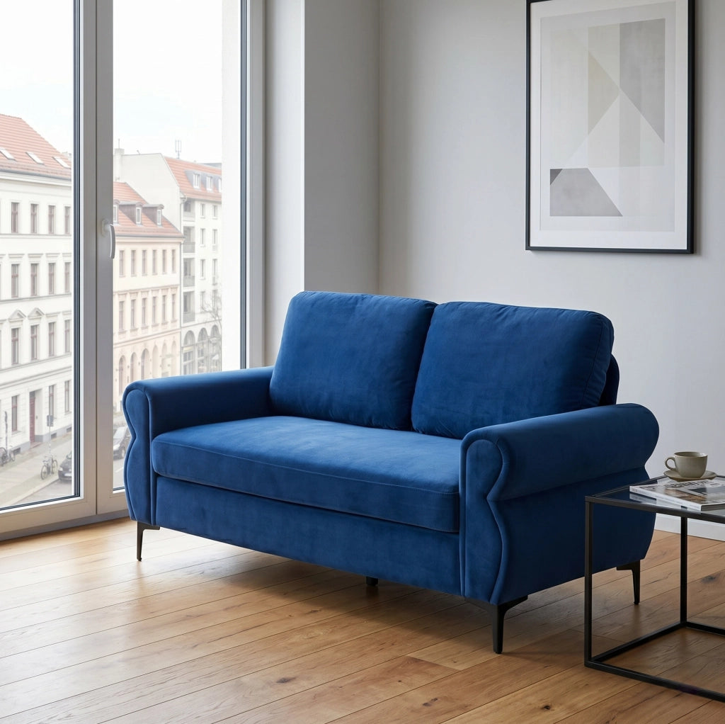 Divano Compatto in Tessuto Traspirante con Struttura Metallo-Legno e Seduta Ergonomica da 49 cm, Capacità di Carico 300 kg