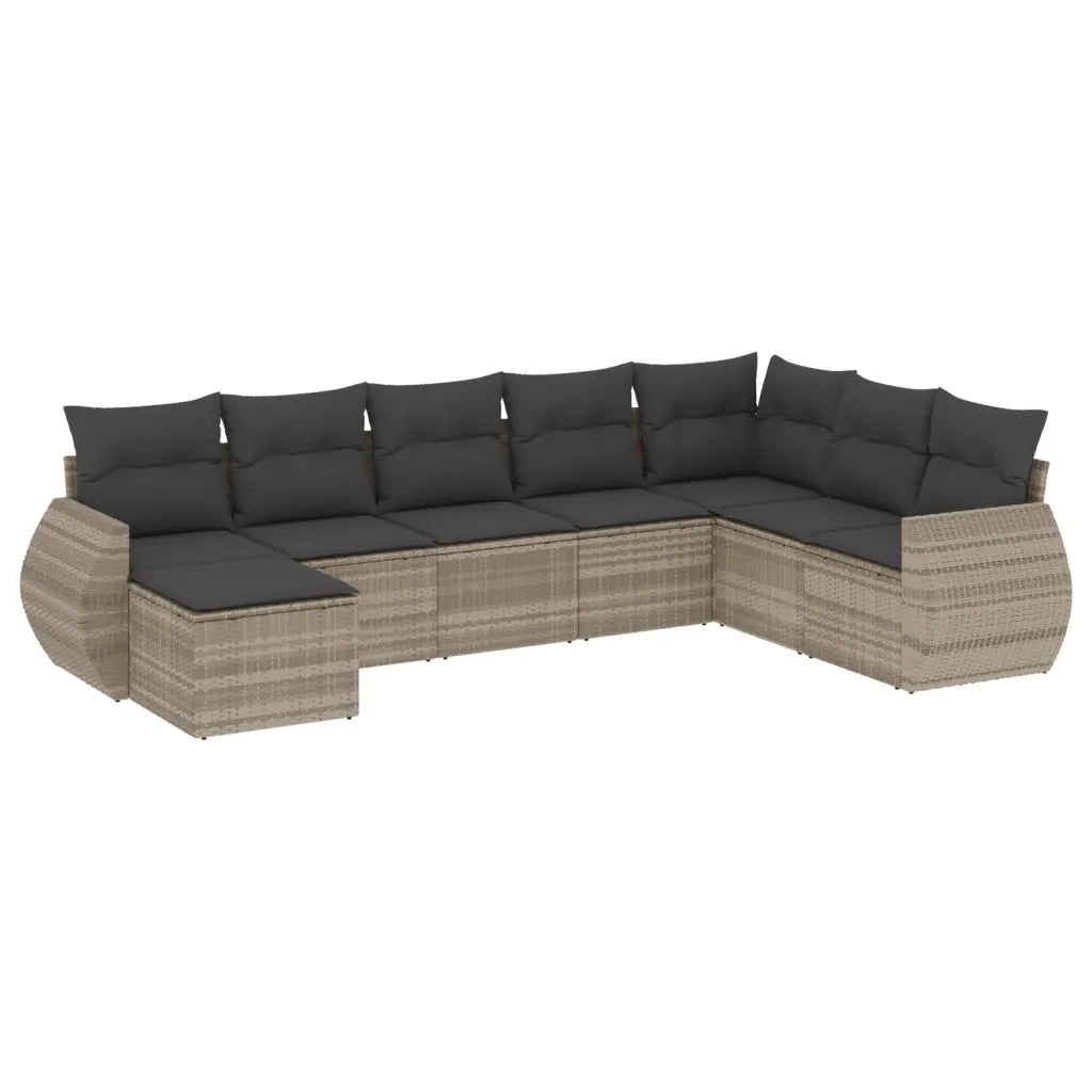 Set Divano da Giardino 8pz con Cuscini Grigio Chiaro Polyrattan 3254099