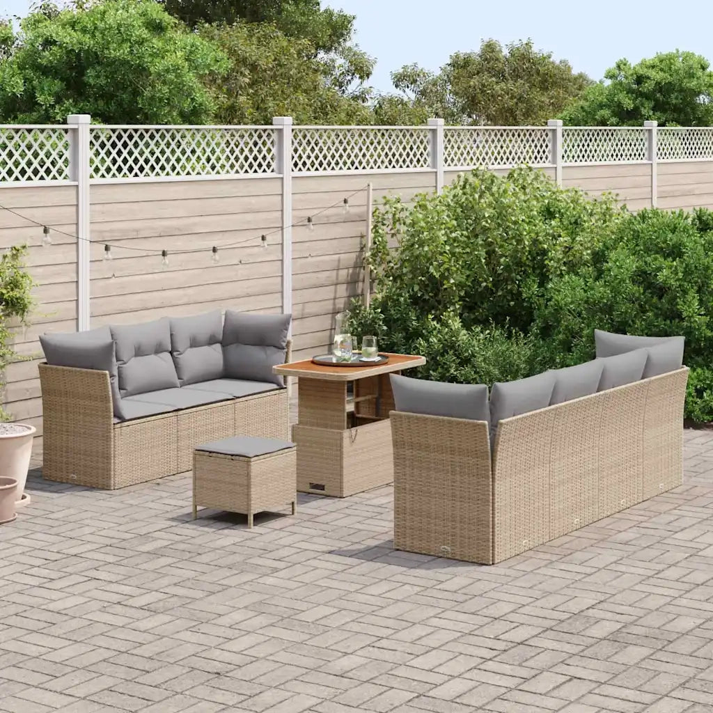 Set Divano da Giardino 10 pcs Beige polyrattan