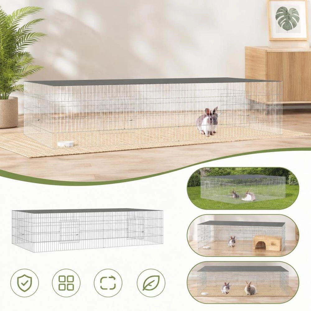 Rabbit Cage, 2 Panels, 220x110x55 Cm, Galvanized Iron