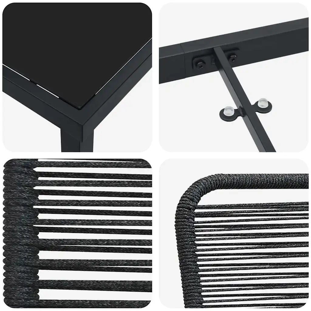Set da Pranzo per Giardino 9 pcs Nero 3379162