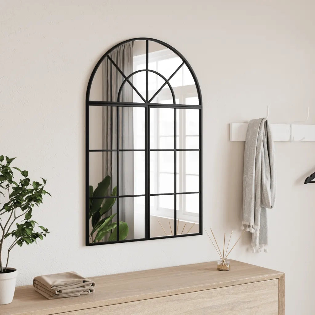 Specchio da Parete | Specchio decorativo Nero 60x30 cm Arco in Ferro