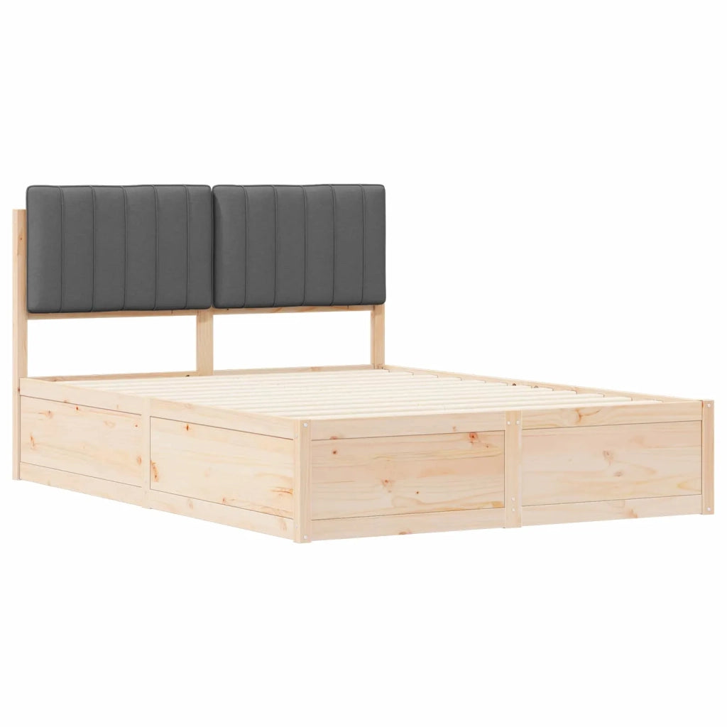 Letto con Testiera Rivestita Grigio scuro 140 x 200 cm