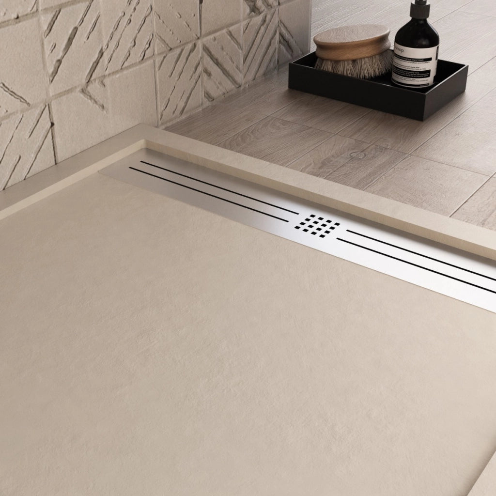 Piatto doccia in marmoresina crema effetto pietra cemento relax, misura 70x120