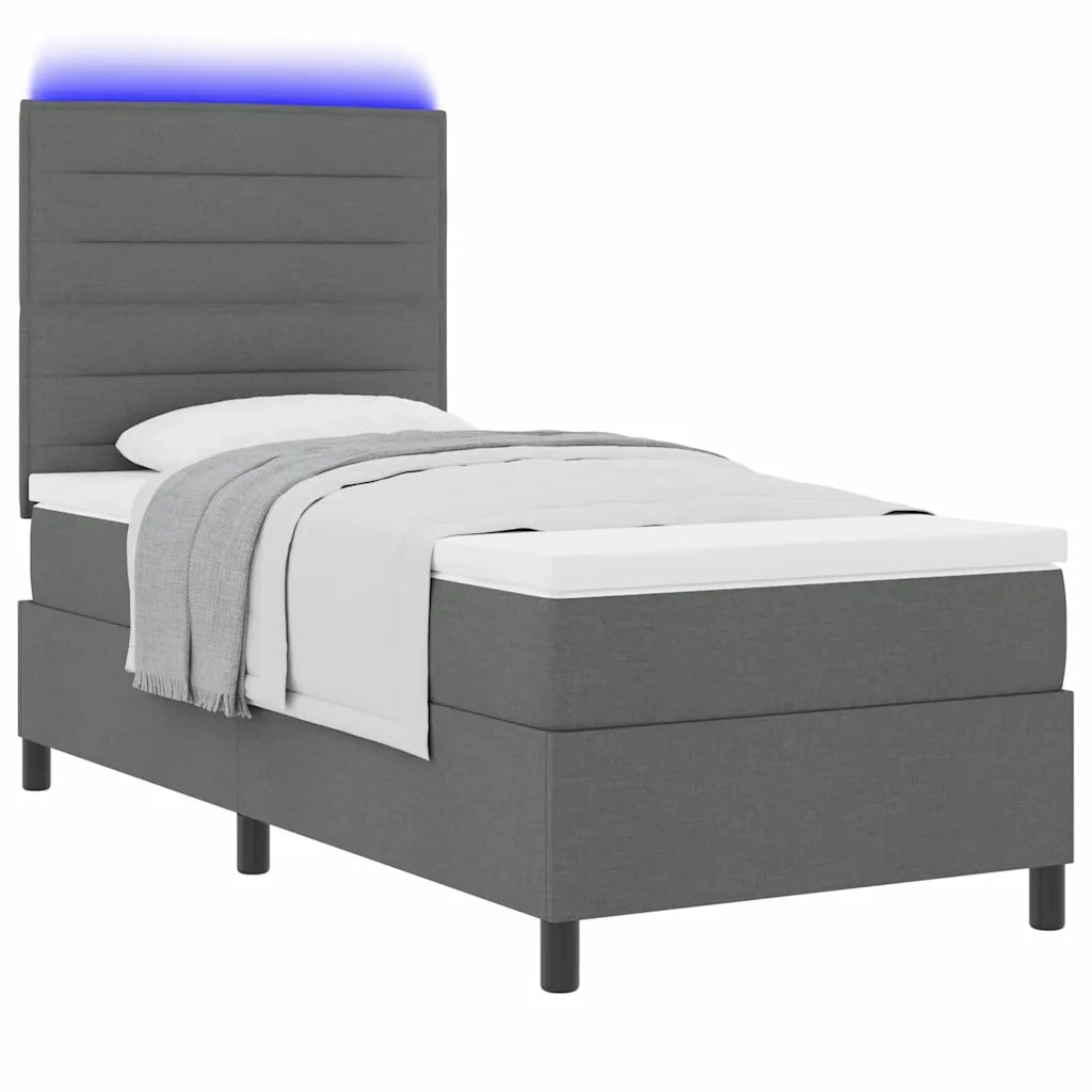 Letto a molle con materasso Grigio scuro 80 x 200 cm Tessuto