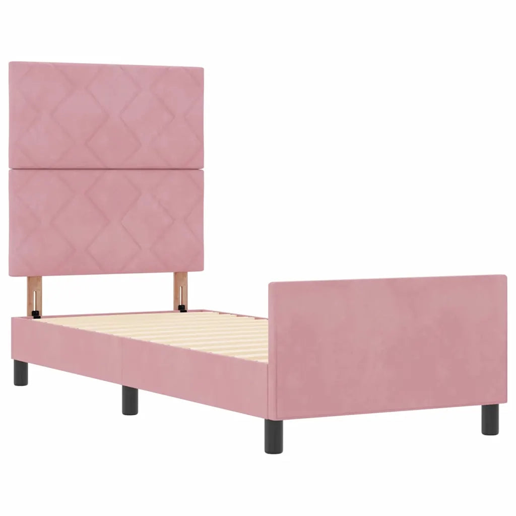 Letto a molle con testiera Rosa 80 x 200 cm Velluto 3344974