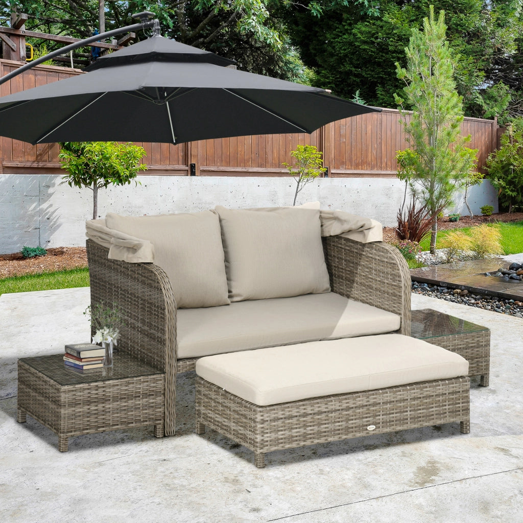 Set divano da giardino 4 pezzi ¨C zephmum ¨C beige e marrone