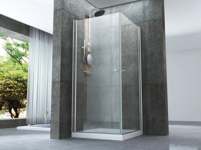Box doccia due lati battente interno esterno cristallo 8mm trasparente anticalcare h.195 PERLA DOUBLE 80x100 cm,Flacone anticalcare incluso