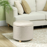 Pouf contenitore rotondo ULEVR ?45x41 cm imbottito con rivestimento in poliestere bianco crema