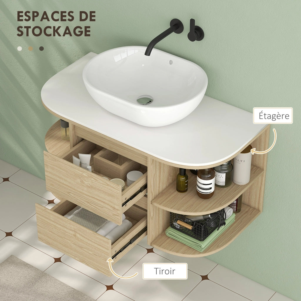 Mobile Sottolavabo Sospeso con Cassetti e Ripiani ¨C Minimal ¨C Marrone