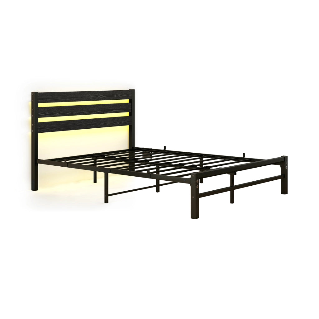 letto con testata in mdf e metallo nero 140 x 200 cm