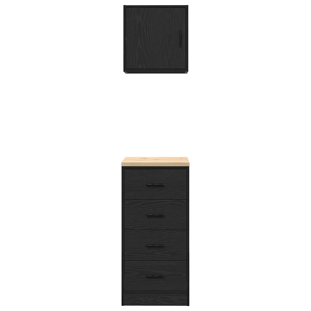 Set di 2 armadietti per garage 40 x 51 x 85 cm e 40 x 30 x 41 cm pratica superficie di lavoro stile moderno in legno multistrato nero 02_0055806